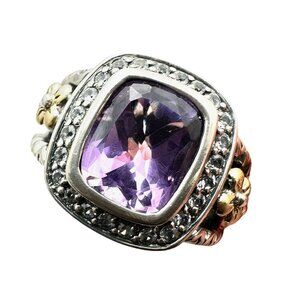 Barbara Bixby Womens Ring Sterling Silver 18K Gold Size 9 Amethyst White Topaz
